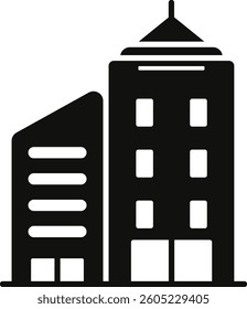 Real Estate Building Icon Black Vector Silhouette Illustration 