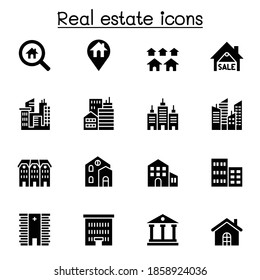 Real estate building icon set of graphic design vector illustration