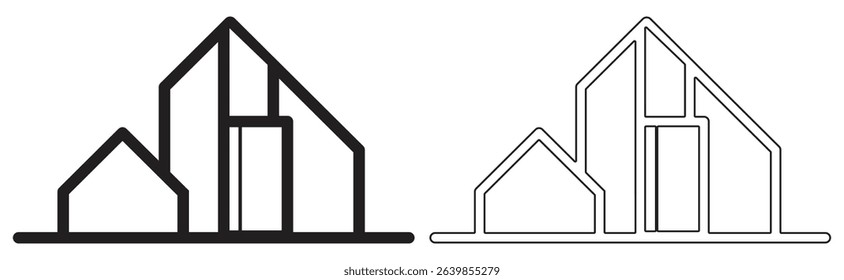 Real Estate Building Icons Modern Style.