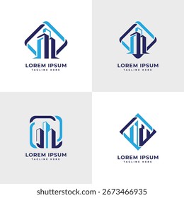 Real estate building logo bundle set design collection for house home property business brand company