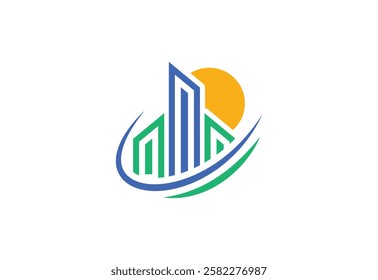 Real estate building logo design, Vector design template