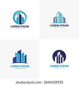 Construção imobiliária logotipo coleção de design marca moderna arranha-céu conceito mínimo 