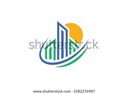 Real estate building logo design, Vector design template