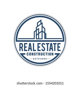 Real estate building logo - house building contractor identity window roof home improvement