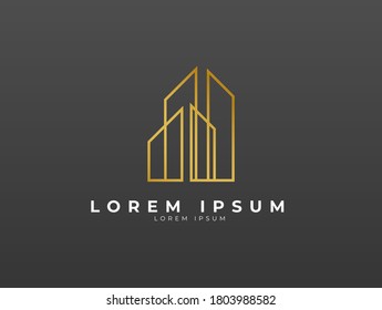 Real Estate Building Logo Lines Vector Template