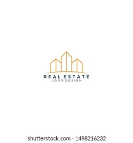 Real estate building logo - modern and simple minimalist design home house roof door window family residence, property mortgage business. 