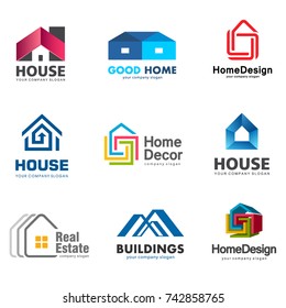 Real Estate and Building logo set. Vector house logo template