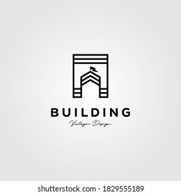 real estate building logo vector illustration design, line art house logo