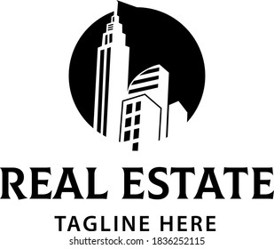 Plantilla vectorial del logotipo del edificio inmobiliario. Marca de negocio hipotecaria