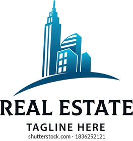 Plantilla vectorial del logotipo del edificio inmobiliario. Marca de negocio hipotecaria