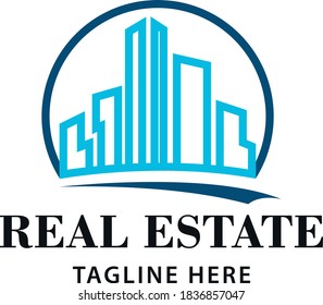 Real Estate Building logo vector template. Mortgage cityscape business brand