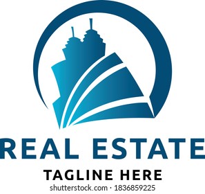 Plantilla vectorial del logotipo del edificio inmobiliario. Marca de negocio hipotecaria