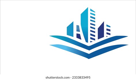 logotipo de edificio inmobiliario con arte vectorial