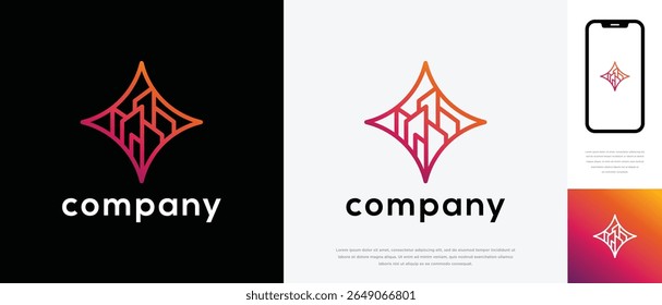 Real estate building star logo design. Star building house logo icon
