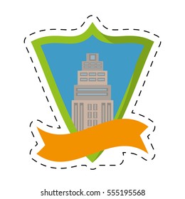 real estate building tower shield stamp cut line vector illustration eps 10