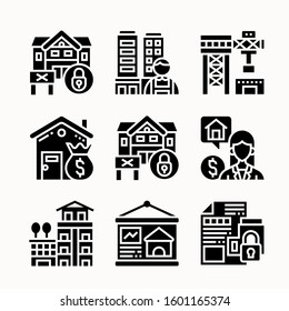 Real estate. Building vector Glyph icons set
