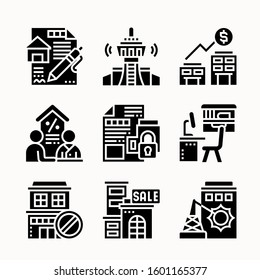 Real estate. Building vector Glyph icons set