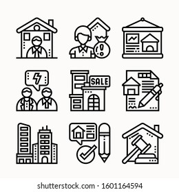 Real estate. Building vector Line icons set