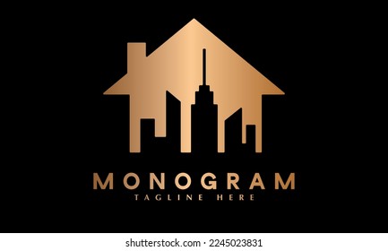Real Estate Buildings construction company design logo vector template