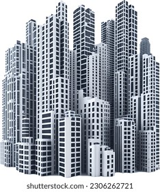 Real estate buildings. Isolated architecture city, square cityscape on skyline. Modern construction, outline business towers recent vector concept, no background.