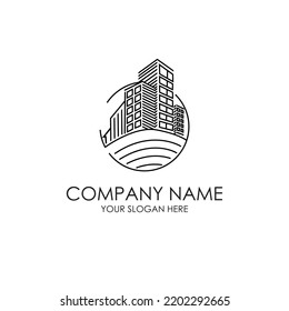 real estate buildings line art logo