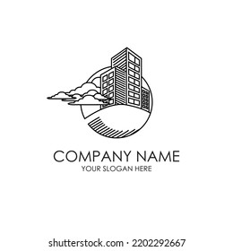 real estate buildings line art logo