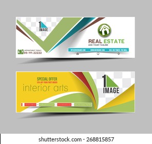 Real Estate Business Ad, Web Banner & Header Layout Template