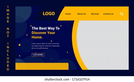 Real estate business blue and orange web landing page or homepage design templates Premium Vector
