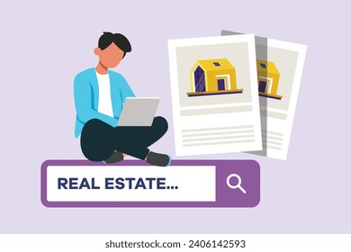 Real estate business concept. Colored flat vector illustration isolated.