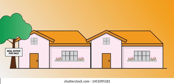 Real estate business concept with houses. Vector illustration. - Vector 