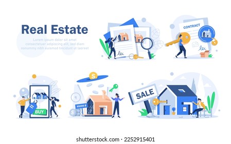 Real estate business concept with houses. Vector illustration,make money in property