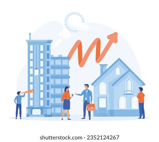 real estate business concept. real estate market growth, presentation of a house. flat vector modern illustration 