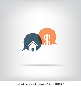 Real estate business concept with speech bubbles. Eps10 vector illustration.