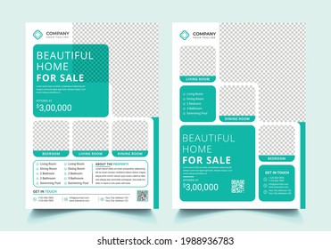 Real Estate Business Flyer Template Design with Saiyan Colour and Vector illustration Template and Simple minimalist Design Template with Standard A4 Size Paper