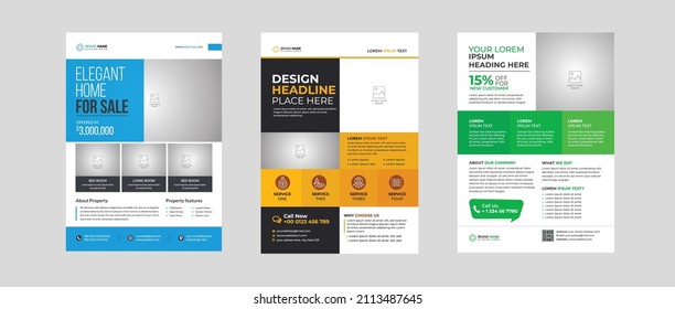 Real Estate Business Flyer Template | Editable Cleaning Service Poster, Construction Brochure Cover Design