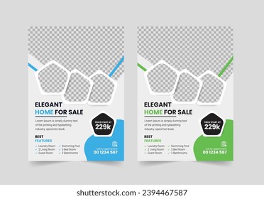Real Estate Business Flyer Template, Home For Sale Business Flyer Template with Minimalist Layout Vector Template Eps10