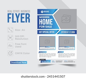 Real Estate Business flyer vector design template. Design Template Geometric shape used for business flyer layout. Real Estate flyer, Business Brochure