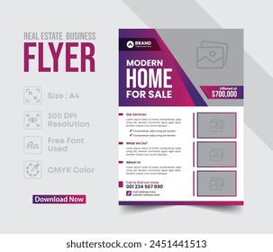 Real Estate Business flyer vector design template. Design Template Geometric shape used for business flyer layout. Real Estate flyer, Business Brochure