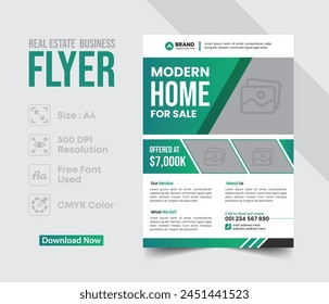 Real Estate Business flyer vector design template. Design Template Geometric shape used for business flyer layout. Real Estate flyer, Business Brochure