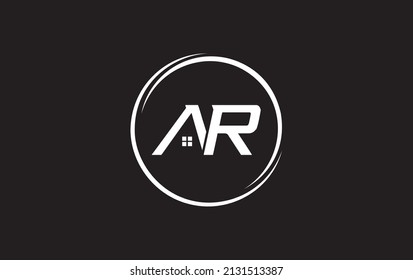 Real estate business, home icon, house design and buildings art logo or symbol design with AR letters and alphabets
