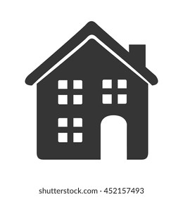 Real estate business icon in black and white colors, vector illustration graphic.