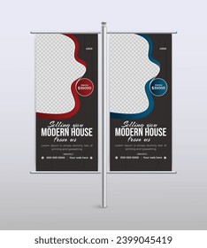real estate business lamp post advertising pole banner design template