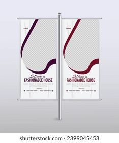 plantilla de diseño de banner de poste publicitario de lámpara de negocios inmobiliaria