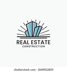 real estate business logo, geometric line logo, logo template inspiration Premium Vector