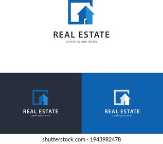 Real Estate Business Logo or Icon Template, Illustration Symbol vector - Home sweet home, Property sale purchase and construction, Gold, Blue, Teal Color