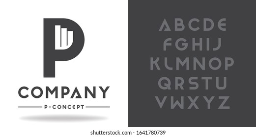 Real estate, business logo template. Font character design and font family.