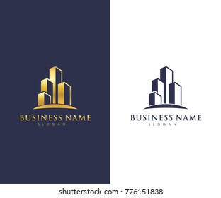 Real Estate Business Logo Template, Building, Property Development, and Construction Logo Vector Design Eps 10 with luxury gold color