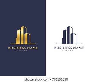 Real Estate Business Logo Template, Building, Property Development, and Construction Logo Vector Design Eps 10 with luxury gold color