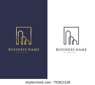 Real Estate Business Logo Template, Building, Property Development, and Construction Logo Vector Design Eps 10 with luxury gold color