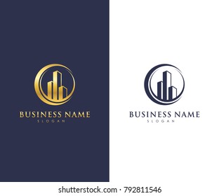 Real Estate Business Logo Template, Building, Property Development, and Construction Logo Vector Design Eps 10 with luxury gold color